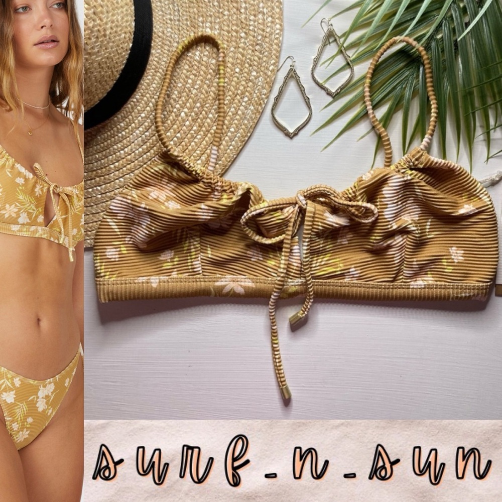 Billabong ☀️ Tanlines Piccolo Coco Floral Ribbed Bralette Bikini Top 🌊🏄🏼‍♀️
